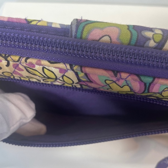 Vera Bradley Purple Paisley Floral Quilted Zip-Around Wallet - Picture 7 of 15